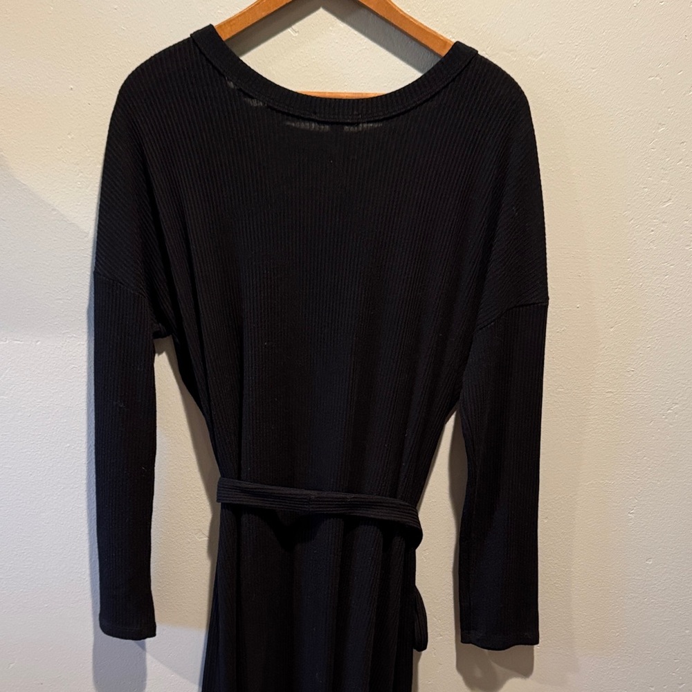 VETTA Capsule The Long Cardigan Black Ribbed Button-Front with Tie Waist Dress - Picture 10 of 12